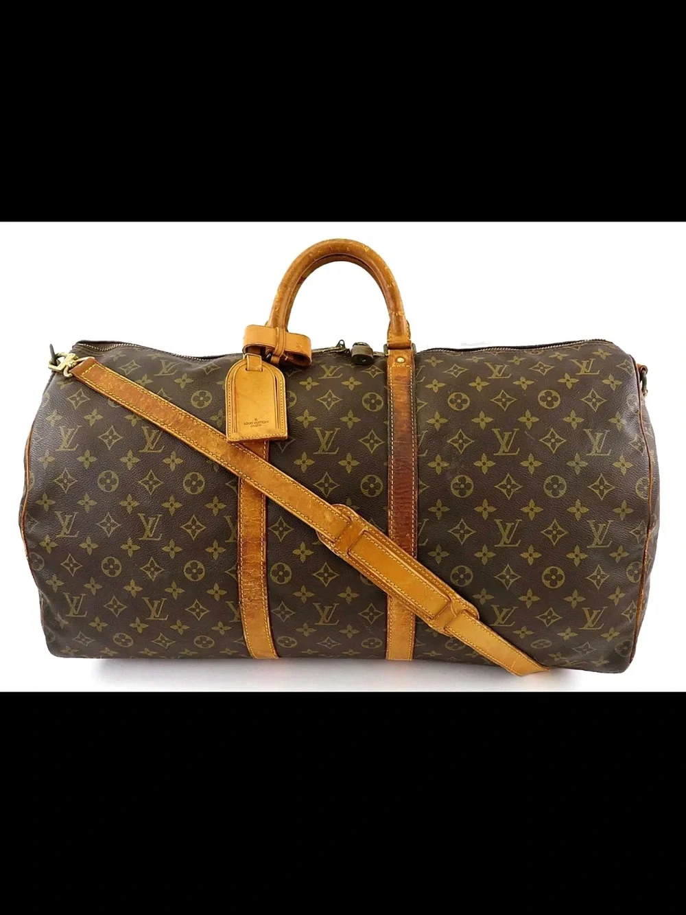 Louis Vuitton Brown Monogram Duffle with Tan Trim and Strap